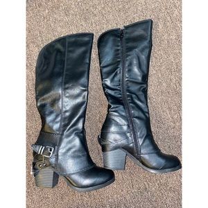 Black Faux Leather Boots
